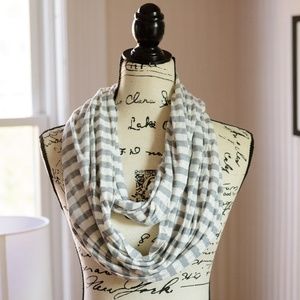 Grey & White Striped Circle Scarf